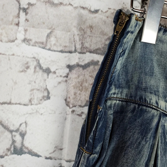 Vintage Denim A Line Skirt Stonewash  Pleats Embroidered Size Small Twee - Picture 9 of 11
